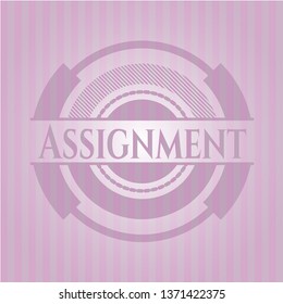 Assignment pink emblem. Vintage.