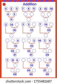 assignment sheets for children. perform addition write in the empty cells