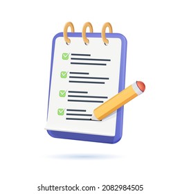 Assignment target icon. Clipboard, checklist, document symbol. 3d vector illustration. Project task management and effective time planning tools. Project development icon. 3d vector illustration. Work