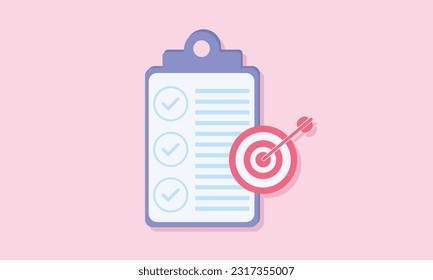 Assignment target icon. Clipboard, checklist symbol.