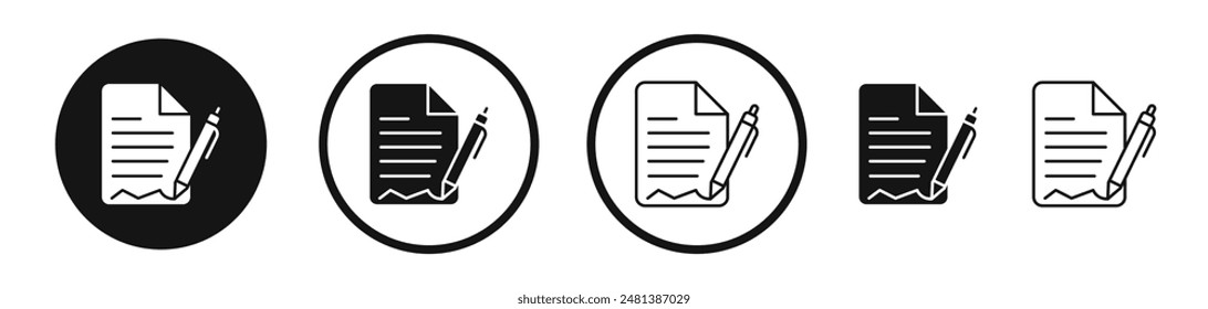 Assignment vector icon set in black and white color.