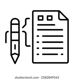 Assignment writing icon in linear style 