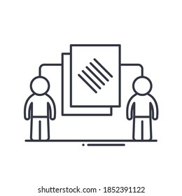 Assignments icon, linear isolated illustration, thin line vector, web design sign, outline concept symbol with editable stroke on white background.