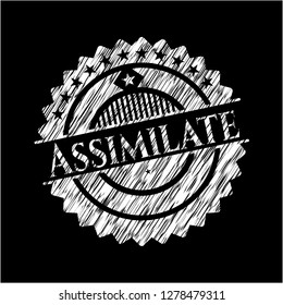 Assimilate chalkboard emblem written on a blackboard