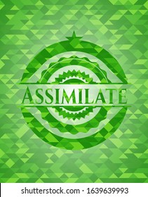 Assimilate realistic green emblem. Mosaic background. Vector Illustration. Detailed.