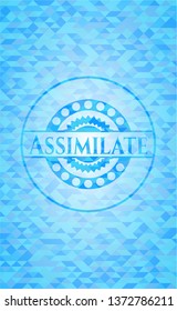 Assimilate realistic sky blue mosaic emblem