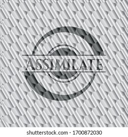 Assimilate silver badge or emblem. Scales pattern. Vector Illustration. Detailed.