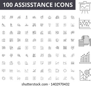 Assisstance line icons, signs, vector set, outline illustration concept 