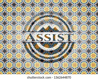 Assist arabesque style badge. arabic decoration.