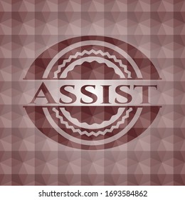 Assist red emblem with geometric pattern. Seamless.