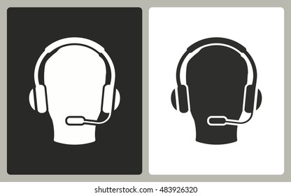 Assistance - black and white icons. Vector illustration.