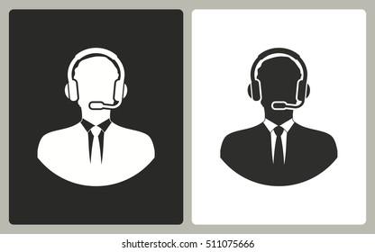 Assistance - black and white icons. Vector illustration.