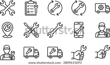 assistance, business, car, chat, checklist, computer, computerized, crane, document, handshake, helmet, keyboard, ladder, logistics, maintenance, monitor, operations, pictogram, plumbing, repair, roadside, safety, service, technician, 