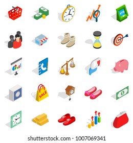 Assistance to business icons set. Isometric set of 25 assistance to business vector icons for web isolated on white background