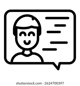 Ícone de bate-papo de assistência. Ícone de vetor de bate-papo de assistência de tópicos para design da Web isolado no plano de fundo branco