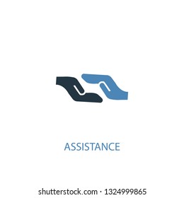 Assistance concept 2 colored icon. Simple blue element illustration. Assistance concept symbol design. Can be used for web and mobile UI/UX
