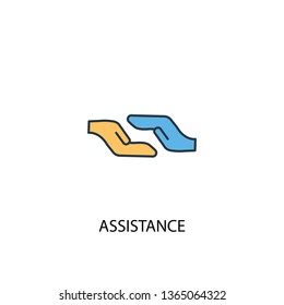 Assistance concept 2 colored line icon. Simple yellow and blue element illustration. Assistance concept outline symbol design