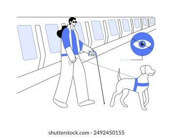 Assistance dog isolated cartoon vector illustrations. Blind man exits the metro with an assistance dog, disabled people support, accessible city, barrier-free environment vector cartoon.