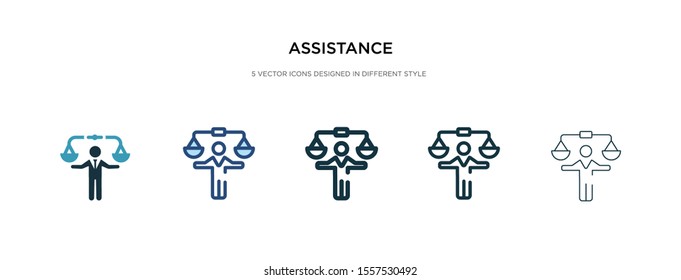 assistance icon in different style vector illustration. two colored and black assistance vector icons designed in filled, outline, line and stroke style can be used for web, mobile, ui