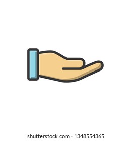 assistance icon hand filled outlien