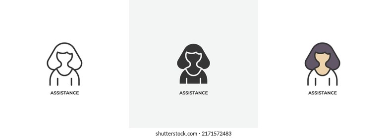 assistance icon. Line, solid and filled outline colorful version, outline and filled vector sign. Idea Symbol, logo illustration. Vector graphics