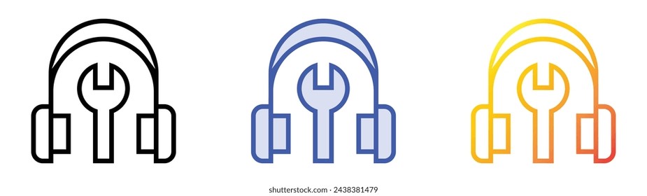 assistance icon. Linear, Blue Fill and Gradient Style Design Isolated On White Background