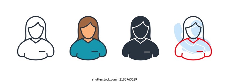 assistance icon logo vector illustration. businesswoman symbol template for graphic and web design collection