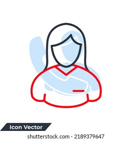 assistance icon logo vector illustration. businesswoman symbol template for graphic and web design collection