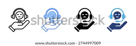 Assistance icon set multiple style collection