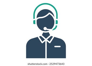 Icono de asistencia. estilo de icono sólido. persona con auriculares. icono relacionado con la recepción. hotel Elementos Ilustración vectorial