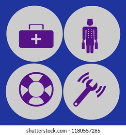 assistance icon. assistance vector icons set first aid bag, diagnostycs wrench, lifebuoy and bellhop