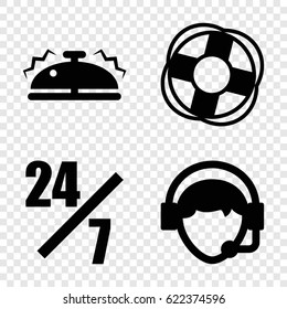 Assistance icons set. set of 4 assistance filled icons such as operator, bell, lifebuoy