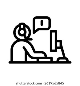 assistance line icon illustration vector graphic. Simple element illustration vector graphic, suitable for app, websites, and presentations isolated on white background