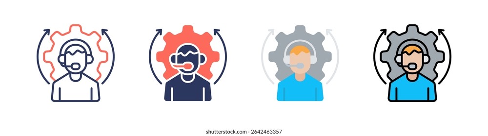 Assistance Multi Style Icon Set Vector