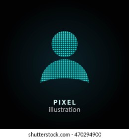 Assistance - pixel icon. Vector Illustration. Design logo element. Isolated on black background. It is easy to change to any color.