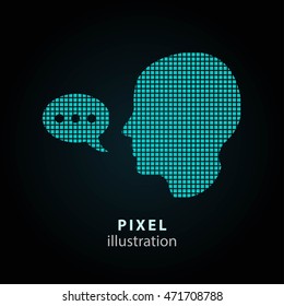 Assistance - pixel icon. Vector Illustration. Design logo element. Isolated on black background. It is easy to change to any color.