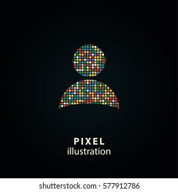 Assistance - pixel icon. Vector Illustration. Design logo element. Isolated on black background. It is easy to change to any color.