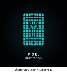 Assistance - pixel icon. Vector Illustration. Design logo element. Isolated on black background. It is easy to change to any color.