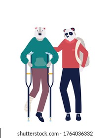Assistance to those in need background. Modern illustration slider site page. The concept of help to those who need your help. Web banner help for the disabled vector desing. 