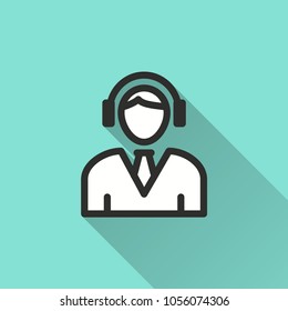 Assistance vector icon with long shadow. Illustration isolated for graphic and web design.