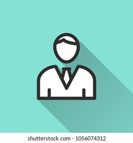 Assistance vector icon with long shadow. Illustration isolated for graphic and web design.