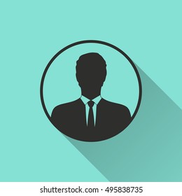 Assistance vector icon with long shadow. black Illustration isolated on green background for graphic and web design.