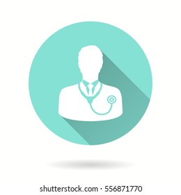 Assistance vector icon with long shadow. Illustration isolated for graphic and web design.