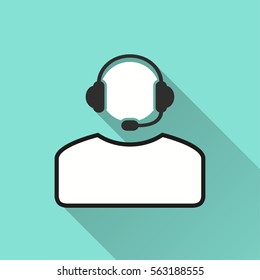 Assistance vector icon with long shadow. Illustration isolated for graphic and web design.
