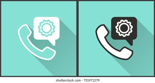 Assistance vector icon with long shadow. Illustration on green backgroun isolated for graphic and web design.
