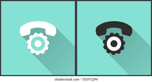 Assistance vector icon with long shadow. Illustration on green backgroun isolated for graphic and web design.