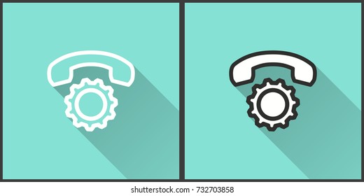 Assistance vector icon with long shadow. Illustration isolated on green background for graphic and web design.