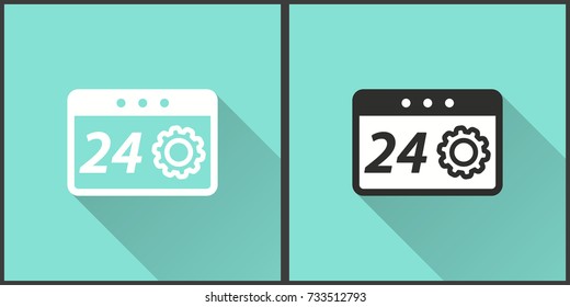 Assistance vector icon with long shadow. Illustration isolated on green background for graphic and web design.