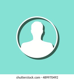 Assistance vector icon with shadow. White illustration isolated on green background for graphic and web design.