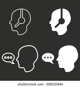 Assistance vector icon. White illustration isolated on black background for graphic and web design.